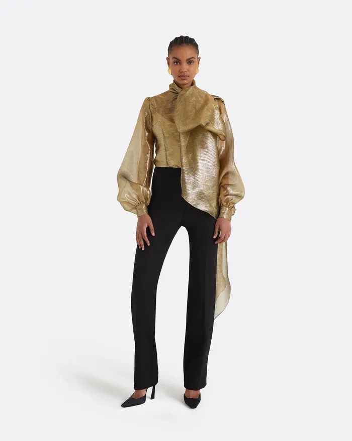 Safiyaa Delfinane Gold Top Gold Women Tops