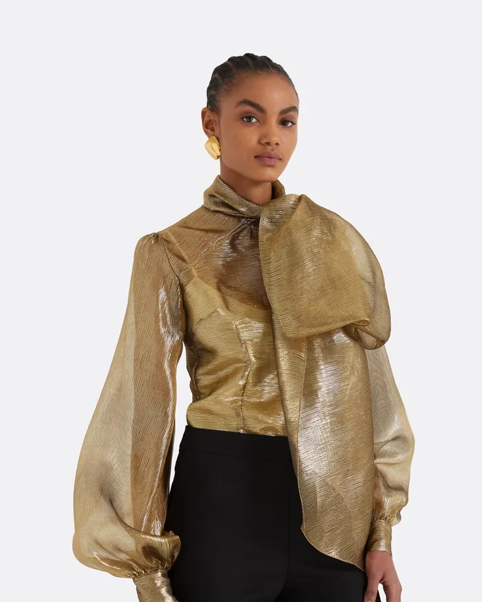 Safiyaa Delfinane Gold Top Gold Women Tops