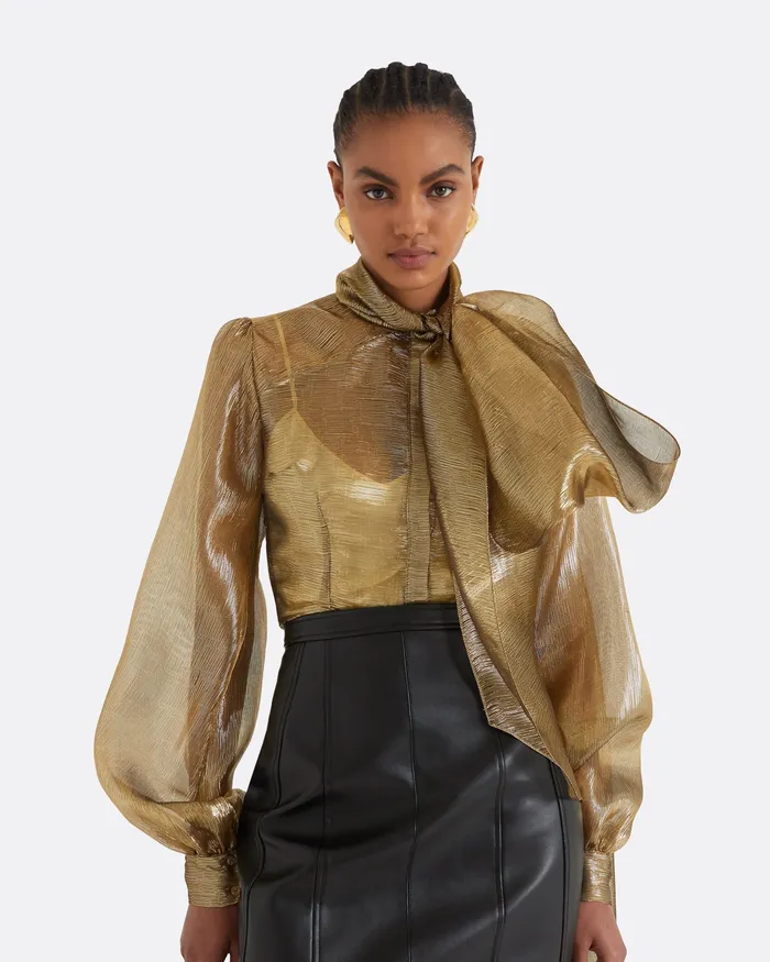 Safiyaa Delfinane Gold Top Gold Women Tops