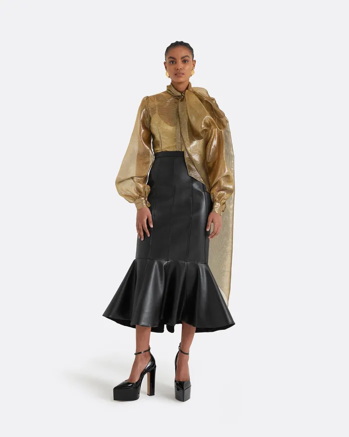 Safiyaa Delfinane Gold Top Gold Women Tops