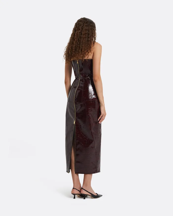 Safiyaa Dresses Women Alaca Burgundy Midi Dress Burgundy