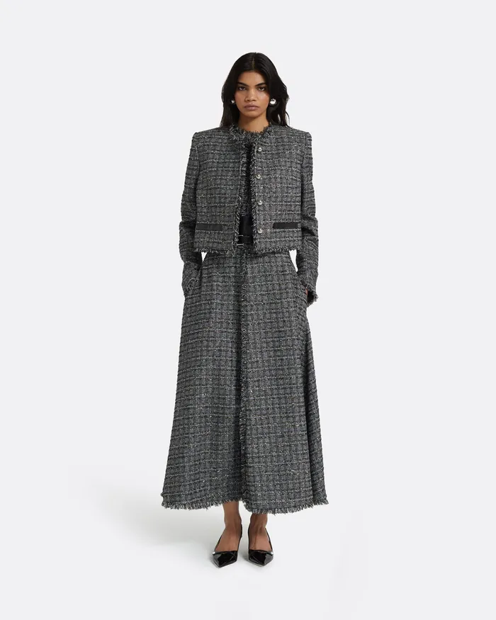 Safiyaa Dresses Women Maeva Metalllic Greyscale Midi Dress Metallic Greyscale