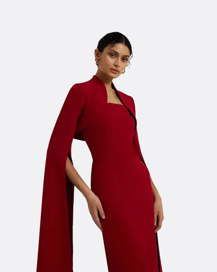 Safiyaa Icons Women Amari Azalea Red Bolero With Soshin Dress Azalea Red