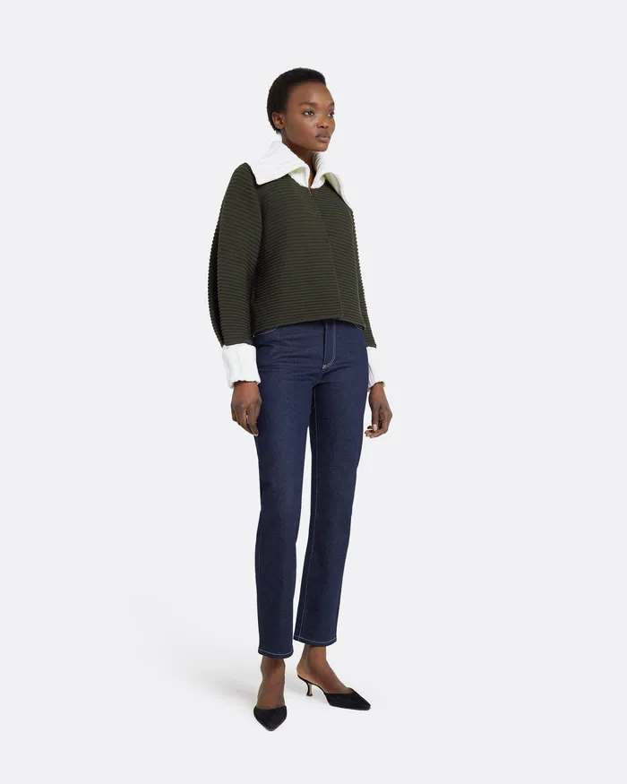 Safiyaa Jackets and Coats Women Mirielle Slate Green and Ivory Knit Cardigan Ivory Slategreen