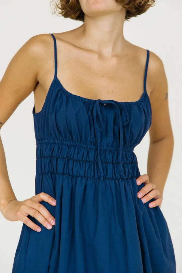 Sale Gabriela Dress Navy Washed Cotton Women Ciao Lucia Long Dresses