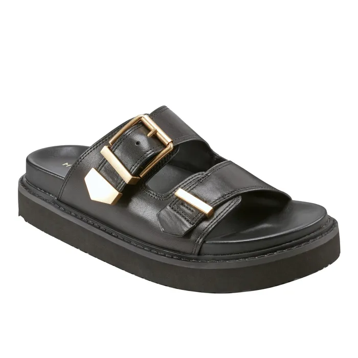 Sandals Amirra Buckle Slide Sandal Black Leather 8211 Marc Fisher Women