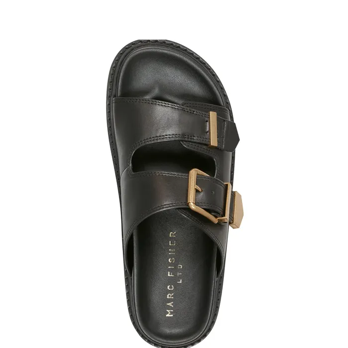 Sandals Amirra Buckle Slide Sandal Black Leather 8211 Marc Fisher Women