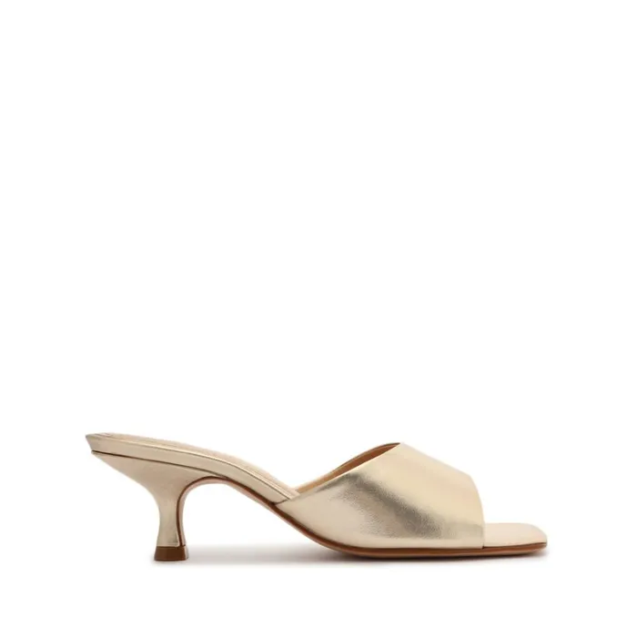 Sandals Dethalia Metallic Leather Sandal Platina Gold Schutz Shoes Mule