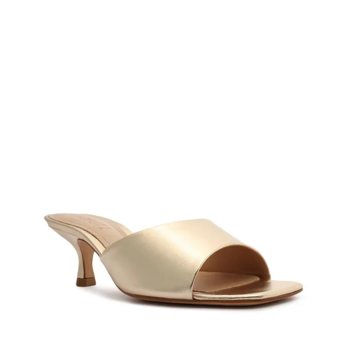 Sandals Dethalia Metallic Leather Sandal Platina Gold Schutz Shoes Mule Sandals Dethalia Metallic Leather Sandal Platina Gold Schutz Shoes Mule