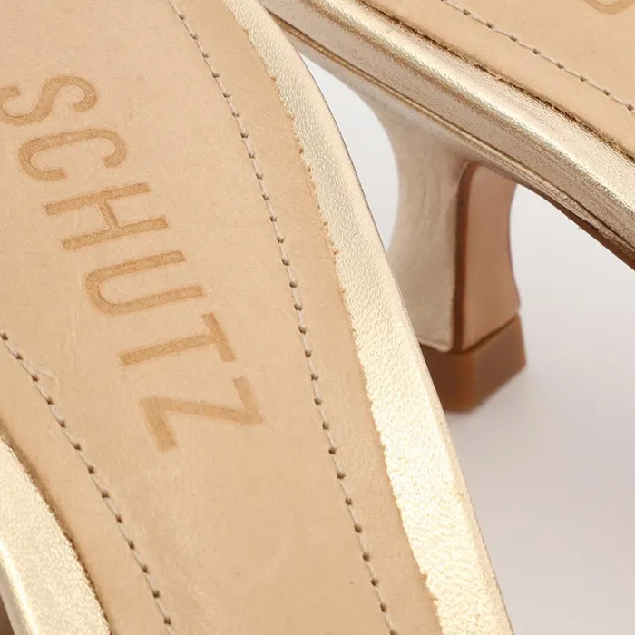 Sandals Dethalia Metallic Leather Sandal Platina Gold Schutz Shoes Mule Sandals Dethalia Metallic Leather Sandal Platina Gold Schutz Shoes Mule