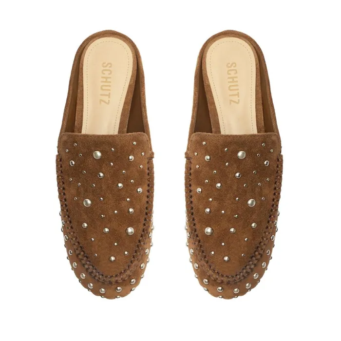 Sandals Evie Casual Suede Flat Tan Schutz Shoes Mule