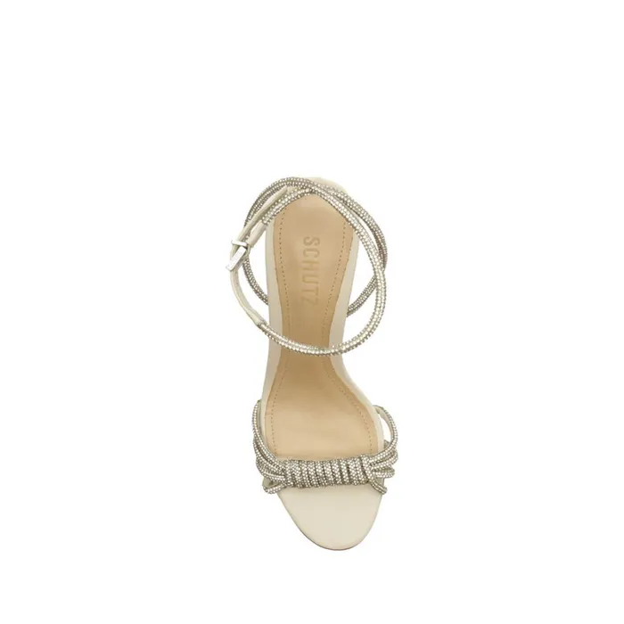 Sandals Jewell Block Nappa Leather Sandal Crystal Schutz Shoes Block Heels