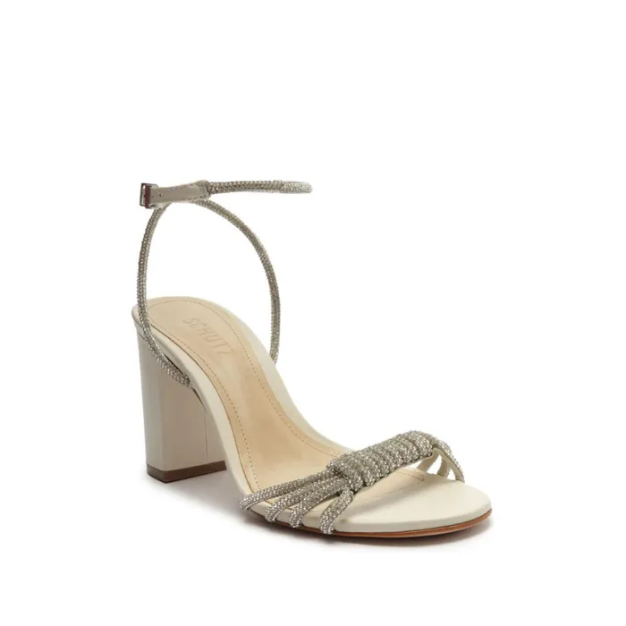 Sandals Jewell Block Nappa Leather Sandal Crystal Schutz Shoes Block Heels