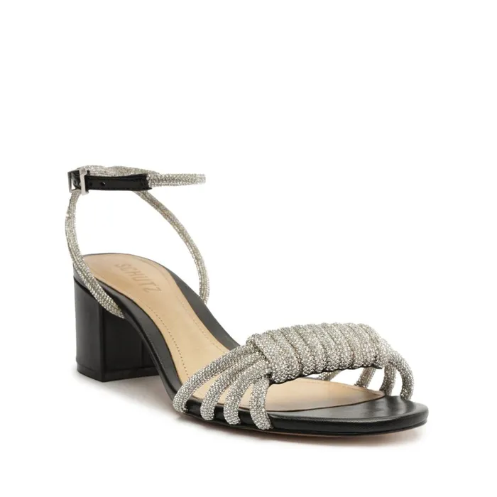 Sandals Jewell Mid Block Nappa Leather Sandal Black Schutz Shoes Block Heels