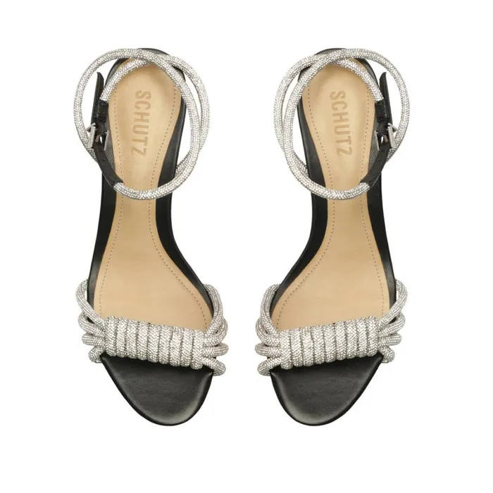 Sandals Jewell Mid Block Nappa Leather Sandal Black Schutz Shoes Block Heels
