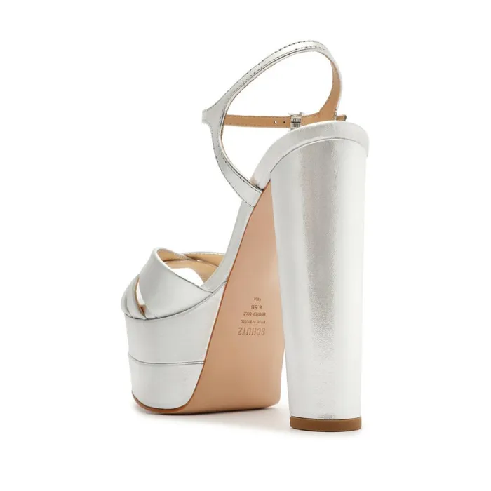 Sandals Keefa High Metallic Leather Sandal Silver Schutz Shoes Platforms