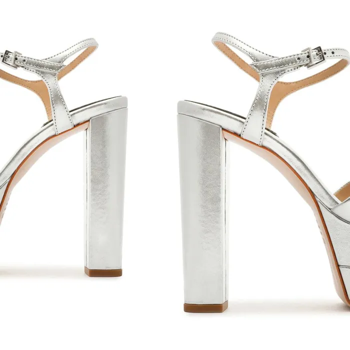 Sandals Keefa High Metallic Leather Sandal Silver Schutz Shoes Platforms