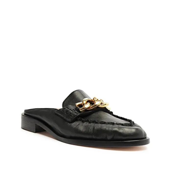 Sandals Luca Chain Leather Flat Black Schutz Shoes Mule