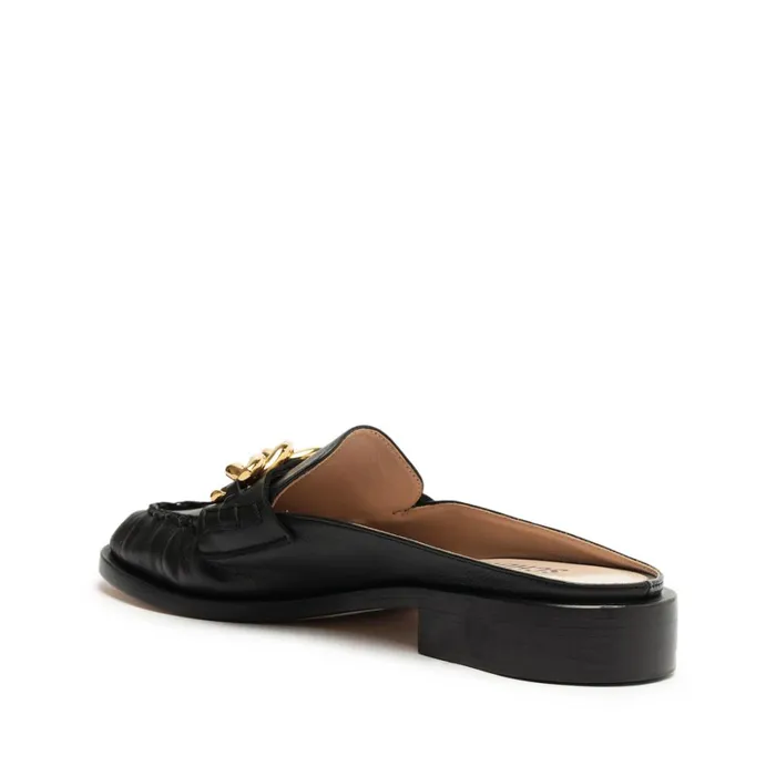 Sandals Luca Chain Leather Flat Black Schutz Shoes Mule