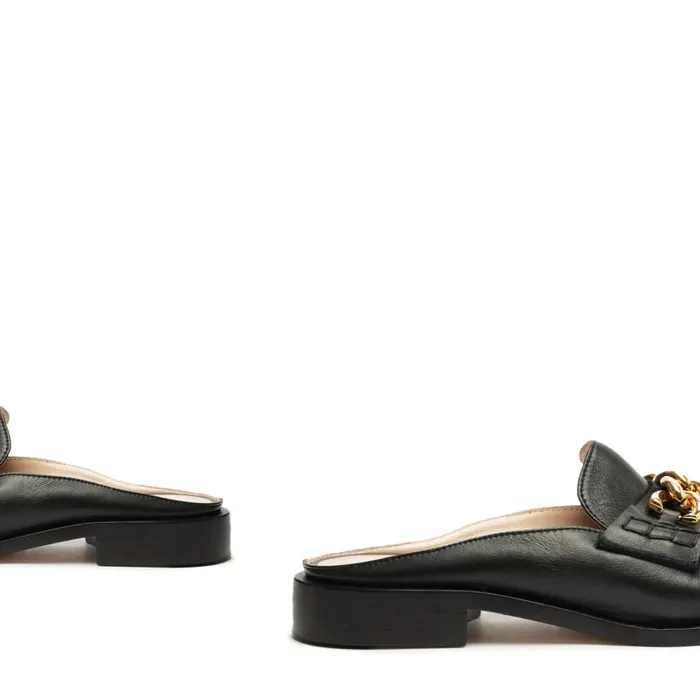 Sandals Luca Chain Leather Flat Black Schutz Shoes Mule