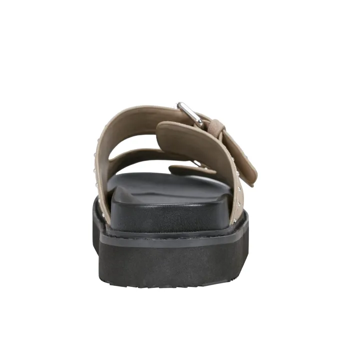 Sandals Marc Fisher Women Agusta Studded Slide Sandal Taupe Suede