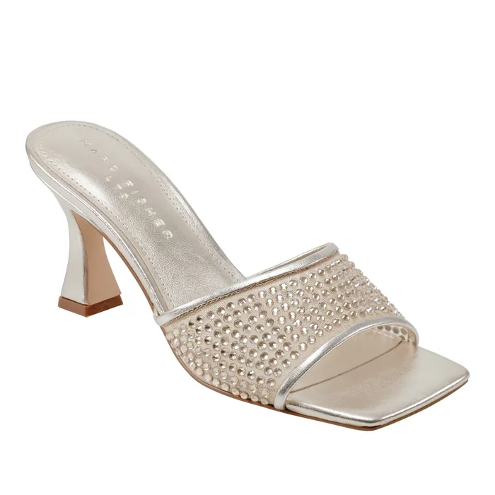 Sandals Women Delaney Studded Slide Sandal Platino Leather Marc Fisher