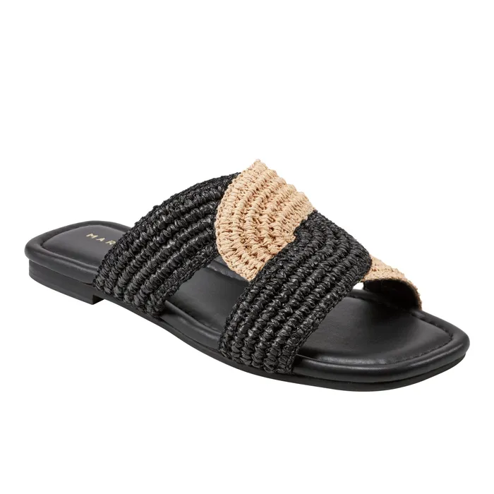 Sandals Women Marc Fisher Navie Flat Sandal Black Raffia