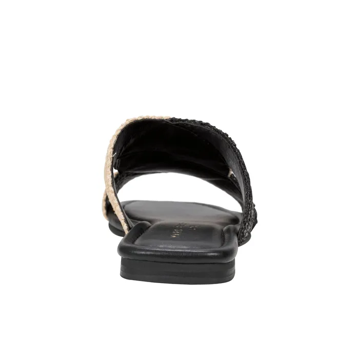 Sandals Women Marc Fisher Navie Flat Sandal Black Raffia