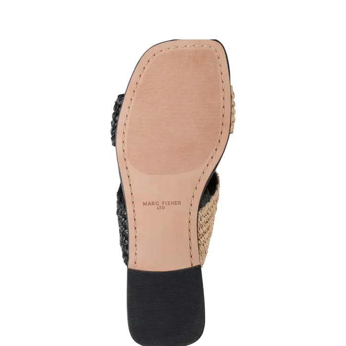 Sandals Women Marc Fisher Navie Flat Sandal Black Raffia