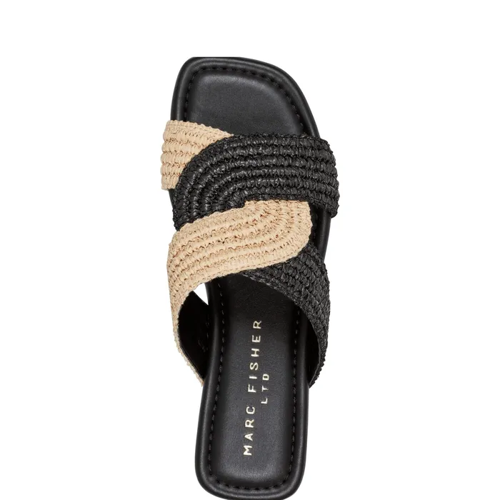 Sandals Women Marc Fisher Navie Flat Sandal Black Raffia
