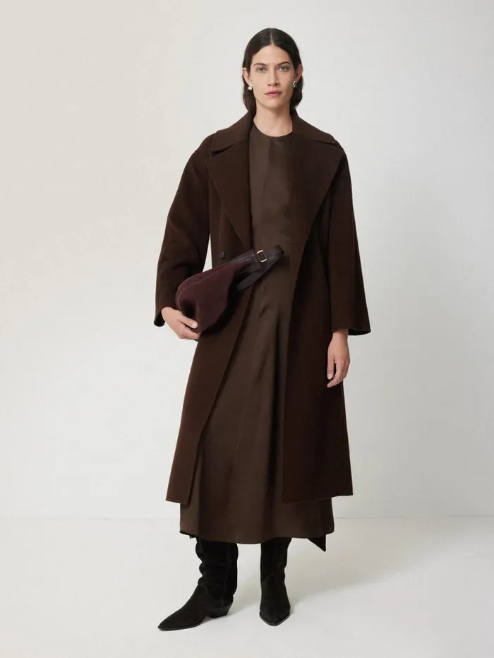 Satin Crepe Midi Dress Brown Women Jigsaw Dresses and Jumpsuits