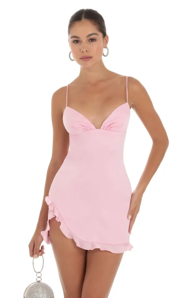 Satin Dress Pink Women LUCY IN THE SKY Mini Dresses Satin Dress Pink Women LUCY IN THE SKY Mini Dresses