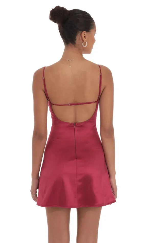 Satin Front Hook Dress Maroon Women LUCY IN THE SKY Mini Dresses Satin Front Hook Dress Maroon Women LUCY IN THE SKY Mini Dresses