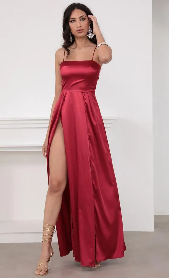 Satin Maxi Dress Red Women LUCY IN THE SKY Maxi Dresses