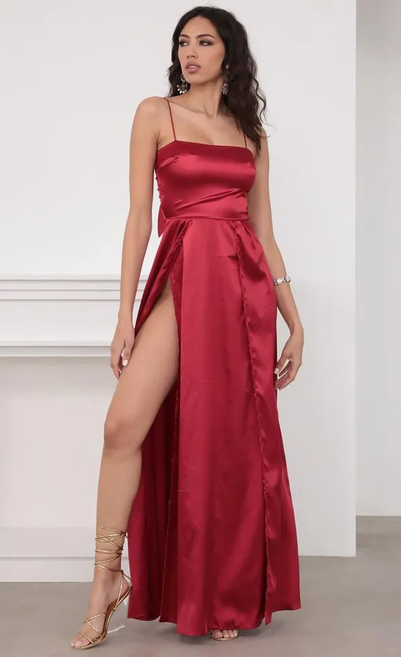 Satin Maxi Dress Red Women LUCY IN THE SKY Maxi Dresses Satin Maxi Dress Red Women LUCY IN THE SKY Maxi Dresses