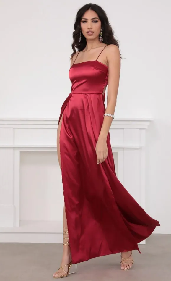 Satin Maxi Dress Red Women LUCY IN THE SKY Maxi Dresses Satin Maxi Dress Red Women LUCY IN THE SKY Maxi Dresses