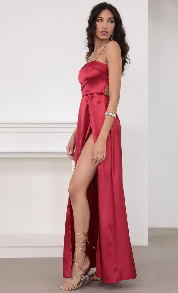 Satin Maxi Dress Red Women LUCY IN THE SKY Maxi Dresses Satin Maxi Dress Red Women LUCY IN THE SKY Maxi Dresses