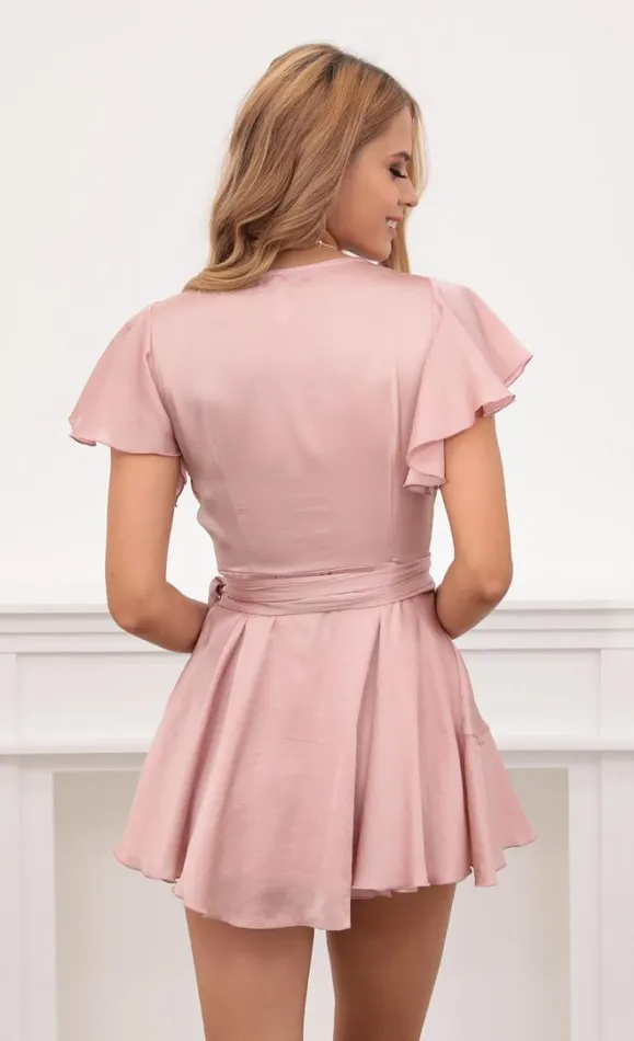 Satin Wrap Dress Blush Women LUCY IN THE SKY Mini Dresses Satin Wrap Dress Blush Women LUCY IN THE SKY Mini Dresses
