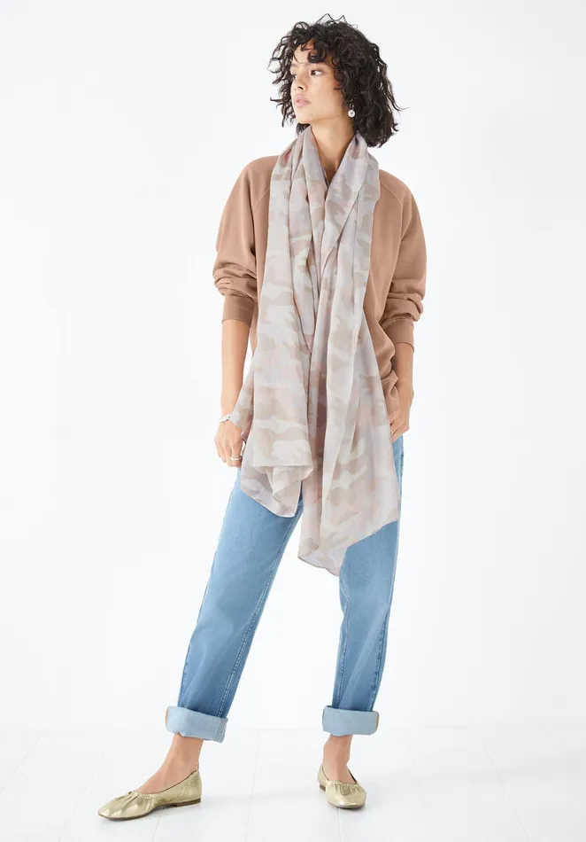 Scarves Women Hush Banten Camo Scarf Vintage Camo Natural