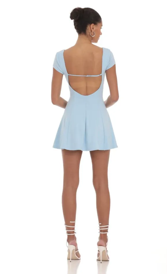 Scoop Neck Short Sleeve Dress Blue Women LUCY IN THE SKY Mini Dresses Scoop Neck Short Sleeve Dress Blue Women LUCY IN THE SKY Mini Dresses