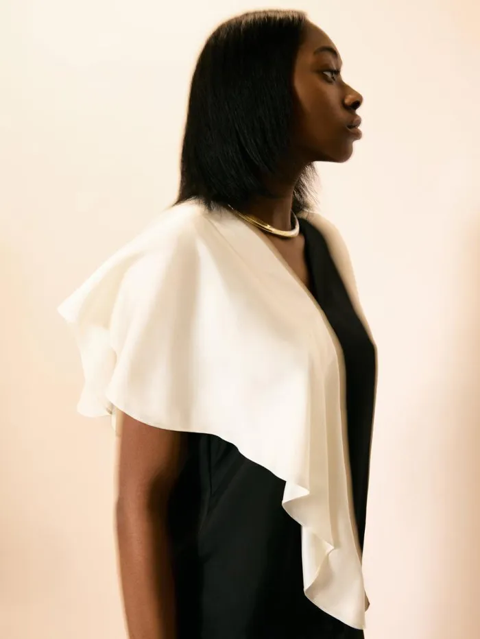 Sculptural Silk Twill Top Monochrome Women Jigsaw Shirts and Tops