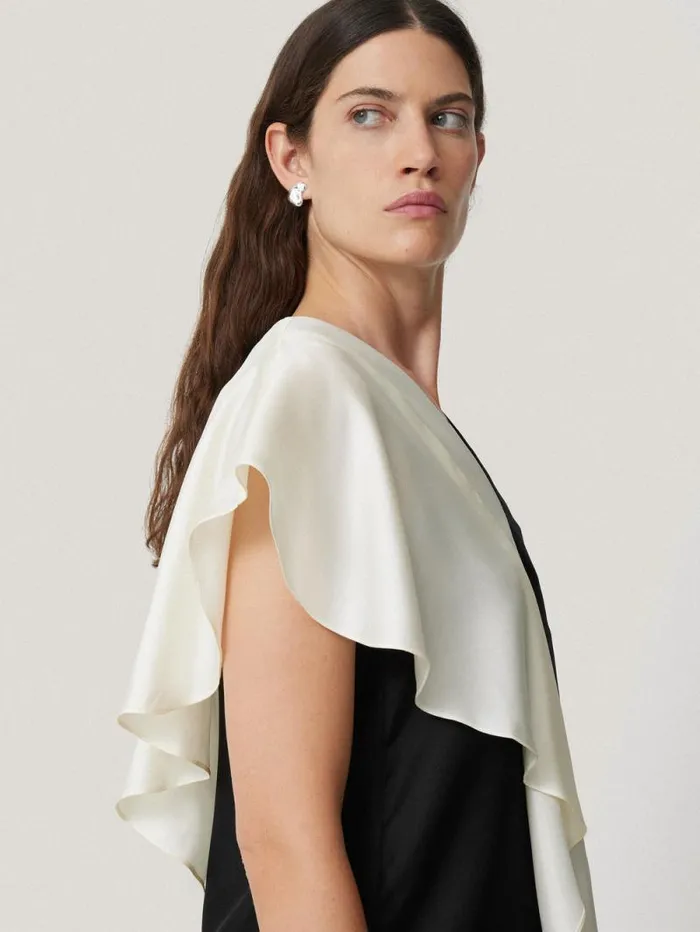 Sculptural Silk Twill Top Monochrome Women Jigsaw Shirts and Tops