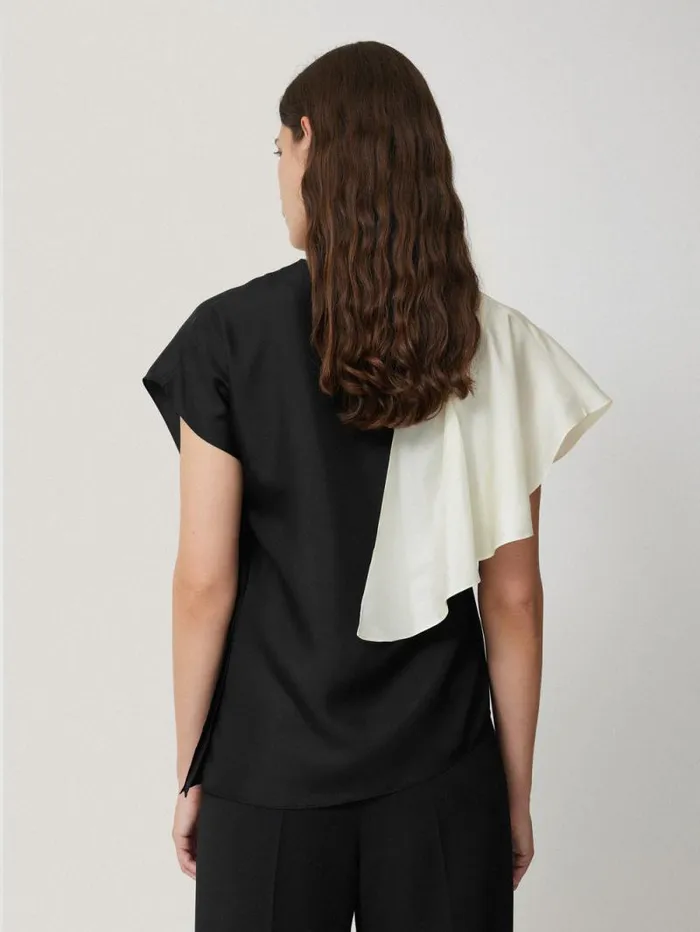 Sculptural Silk Twill Top Monochrome Women Jigsaw Shirts and Tops
