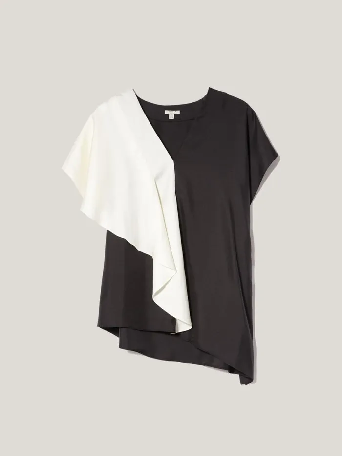 Sculptural Silk Twill Top Monochrome Women Jigsaw Shirts and Tops