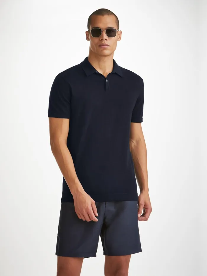 Sea Island Cotton Polo Shirts Men Derek Rose Polo Shirt Jacob Sea Island Cotton Navy