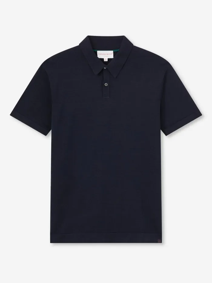 Sea Island Cotton Polo Shirts Men Derek Rose Polo Shirt Jacob Sea Island Cotton Navy
