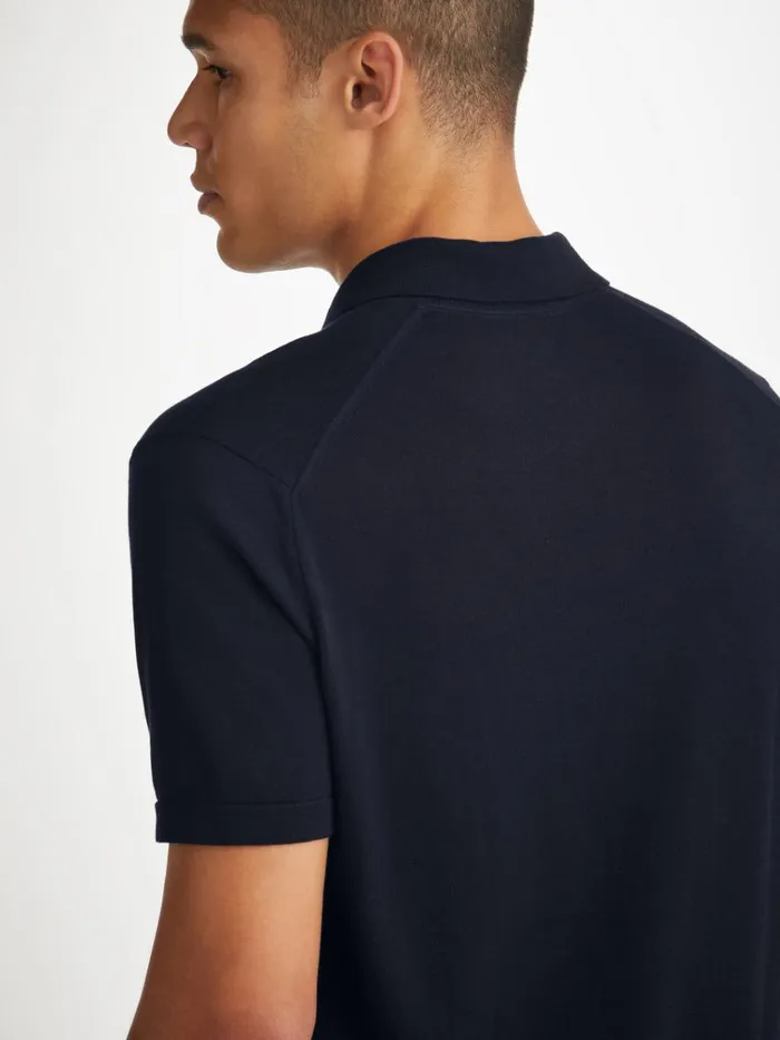 Sea Island Cotton Polo Shirts Men Derek Rose Polo Shirt Jacob Sea Island Cotton Navy