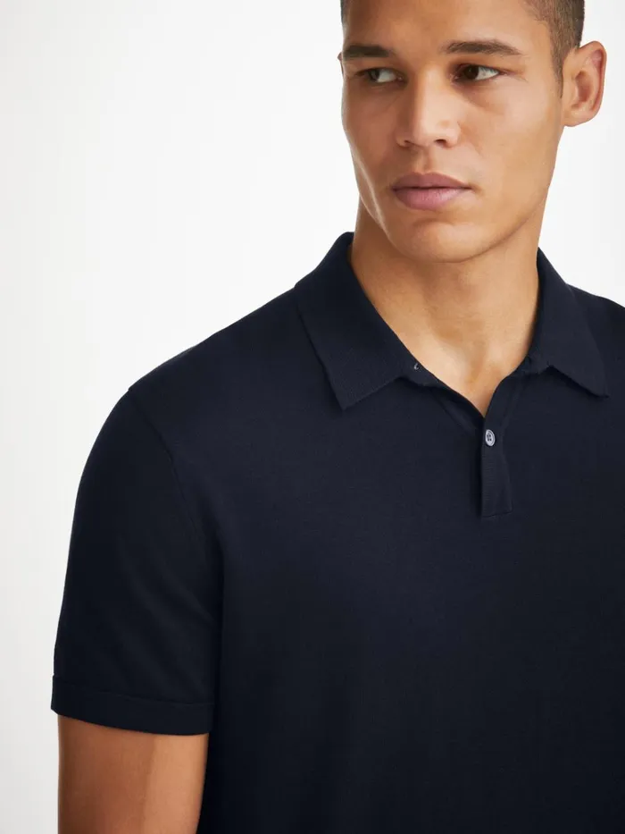 Sea Island Cotton Polo Shirts Men Derek Rose Polo Shirt Jacob Sea Island Cotton Navy