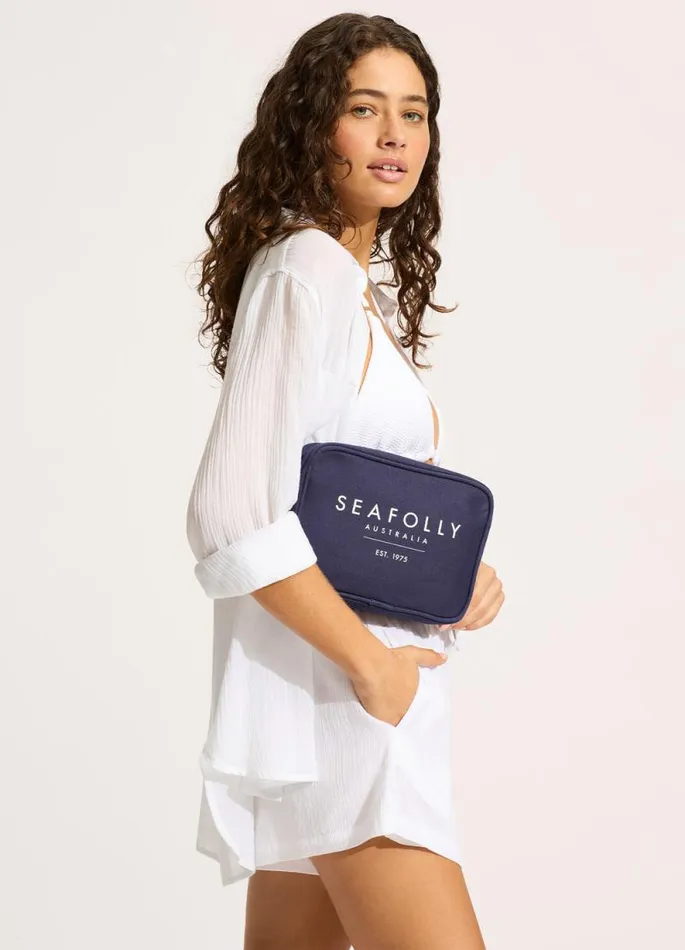 Seafolly Beach Bags Women Canvas Pouch Bag 8211 True Navy