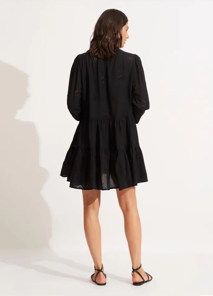 Seafolly Beach Dresses Women Embroidery Tiered Dress 8211 Black